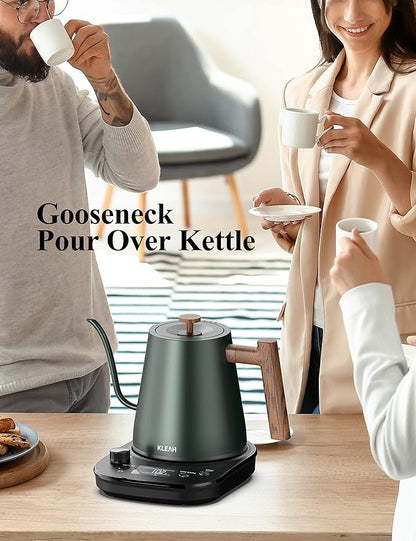 KLEAH Gooseneck Electric Kettle with Temperature Control - 0.8L Automatic Shut Off Tea & Coffee Kettle, Hot Water Boiler Pour Over Coffee Kettle, 1200W Quick Heating Keep Warm, Green