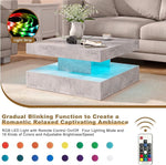 Load image into Gallery viewer, Grey LED Coffee Table for Living Room, Living Room Table 2-Tier Square Middle Center Table, Modern Coffee Tables with Storage, Contemporary Wood Tea Tables for Dining Reception