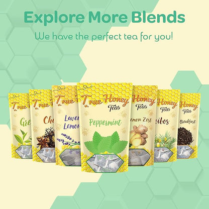 True Honey Peppermint Tea Bags - Honey Crystals Blended in Every Sachet - Healthy Digestion Nutriment - All Natural Organic Herbal Caffeine Free Tea Bag 24 Count…