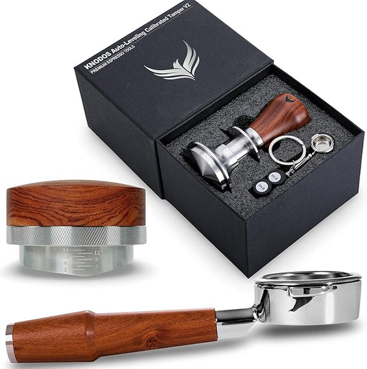 54mm Espresso Machine Accessories Set Coffee Distributor, Spring Loaded Tamper, and Bottomless Portafilter for Breville Barista Express, Pro, Touch, Bambino, Infuser, Duo Temp Pro