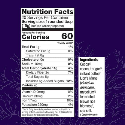 Host Defense MycoBrew Mocha - Mocha Drink Mix - Mocha Powder Includes Lion's Mane Mushroom - Drink Mix with Fair Trade Certified Cocoa & 100% Arabica Instant Coffee - 10.5 oz (20 Servings)