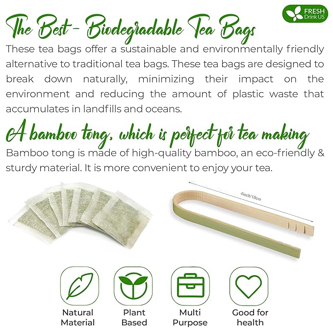 FreshDrinkUS, Premium 90 Mugwort Leaf Tea Bags, 100% Natural and Pure Mugwort Leaves. No Sugar, No Caffeine, No Gluten, Vegan.