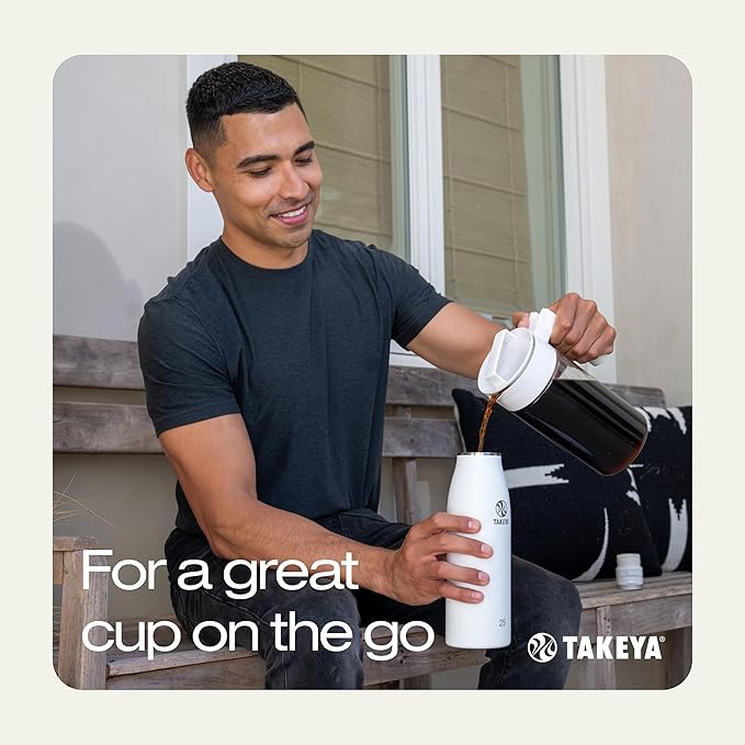 Takeya Tritan Cold Brew Coffee Maker - Airtight Pitcher with Leak-Free Lid - BPA-Free Cold Brew Maker with Silicone Handle - Dishwasher-Safe Pitcher for Homemade Cold Brew - 2 Quart, Black