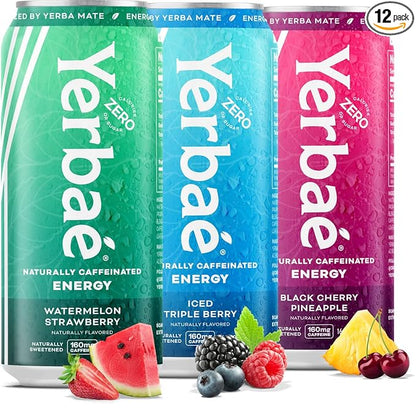 Yerbaé Energy Beverage - Variety Power Pack, 0 Sugar, 0 Calories, 0 Carbs. Yerbae is Energized by Yerba Mate, Plant-Based, Healthy Alternative to Sugary Energy Drinks, 16oz cans (12 Pack)