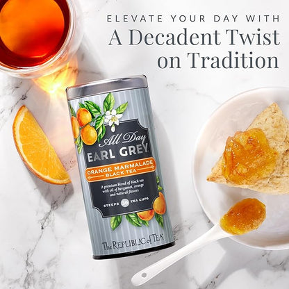 The Republic of Tea – All Day Earl Grey® Orange Marmalade Black Tea, Naturally Caffeinated, 36 Tea Bags