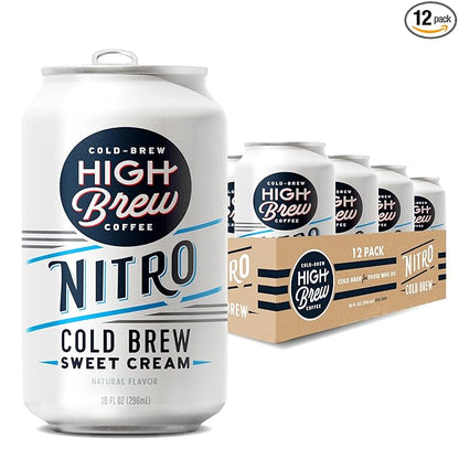 High Brew Coffee, Nitro Sweet Cream, Cold Brew Coffee, 10 FL Oz, Ready-To-Drink (Pack of 12)
