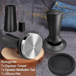 Load image into Gallery viewer, Coffee Espresso Tamper 51mm with WDT Tool Calibrated Spring Loaded, Coffee Tamper with Silicone Tamper Mat,Black Espresso Distribution Tool,Stainless Steel Base Tamper for Espresso Coffee Machine