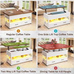 Load image into Gallery viewer, Itaar 40" Lift Top Coffee Table, 4 in 1 White Coffee Tables with Storage for Living Room, Small Coffee Table with 2 Drawers &amp; LED Light for Dining Room, White and Rustic Brown