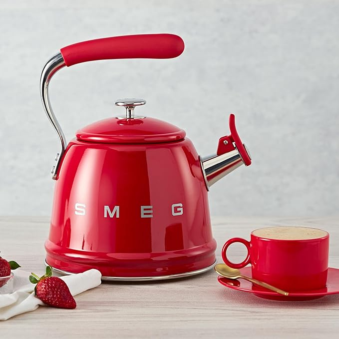 SMEG Retro Stovetop Whistling Kettle – 2.4Q (Red)