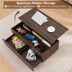 Load image into Gallery viewer, HOMMPA Lift Top Coffee Table with LED Light Morden Coffee Table with Storage High Gloss Walnut Coffee Table for Living Room Tea Table with Storage Center Tables Hidden Compartment &amp; 2 Drawers