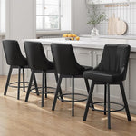 Load image into Gallery viewer, Swivel Bar Stools with Backs, 24" Counter Height Barstools Set of 8, Fabric Upholstered Counter Bar Stools with Solid Wood Legs for Kitchen Island, Home Bar, Black