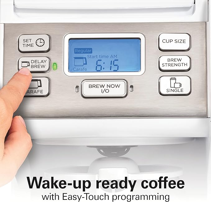 Hamilton Beach FlexBrew Trio 2-Way Coffee Maker, Compatible with K-Cup Pods or Grounds, Single Serve & Full 12c Pot, White with Stainless Steel Accents, Fast Brewing