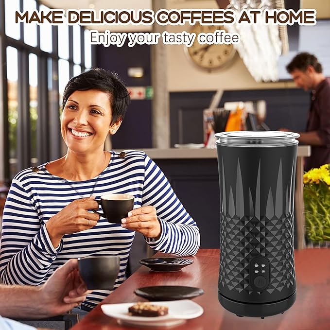 Milk Frother Electric,Flevo 4 in 1 Electric Milk Frother and Steamer,240ml Electric Milk Steamer Warmer with Two Whisks for Heating and Frothing Milk,for Coffee, Latte,Cappuccinos,Macchiato