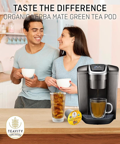 Organic Yerba Mate Tea Pods for Keurig - Green, Unsmoked Yerba Mate by Teavity (24 Tea Pods)