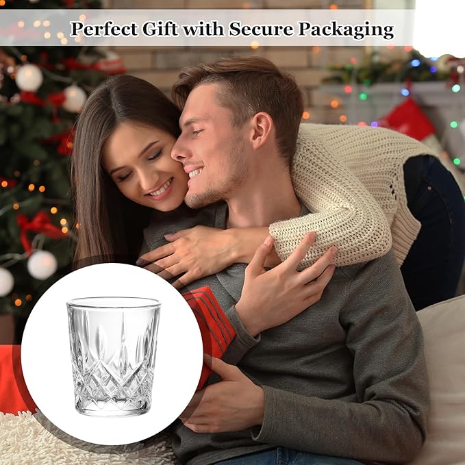 Ruckae 12 Pack 1.5 OZ Shot Glasses Set with Tray Crystal Shot Glass Bulk Clear Cone Shot Glasses for Vodka Tequila Whiskey Liquor