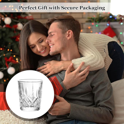 Ruckae 12 Pack 1.5 OZ Shot Glasses Set with Tray Crystal Shot Glass Bulk Clear Cone Shot Glasses for Vodka Tequila Whiskey Liquor