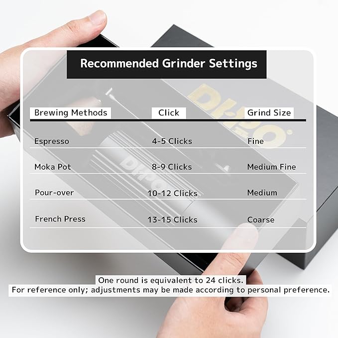 DHPO Sky-Two Manual Coffee Grinder With 7 Axis Stainless Steel Conical Burr Mill, Portable Hand Coffee Grinder With Foldable Handle For Espresso, Drip, French Press, Camping, Travel, Home, Black