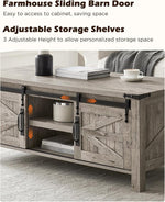 Load image into Gallery viewer, OKD 48" Farmhouse Lift Top Coffee Table with Sliding Barn Door, Rustic Center Table w/Hidden Storage Compartment, Lift Tabletop Dining Table w/Adjustable Shelf for Living Room,Light Rustic Oak