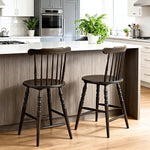 Load image into Gallery viewer, chairus 24" Windsor Counter Height Bar Stools Set of 4, Farmhouse Wooden Counter Stools with Spindle Back &amp; Turned Legs, Rustic Vintage Colonial Bar Chairs for Kitchen Island, Antique Brown