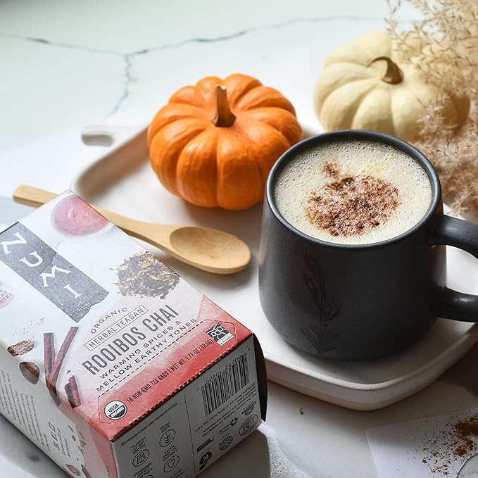 Numi Organic Rooibos Chai Tea, 100 Tea Bags, Herbal Red Tea with Cinnamon, Allspice, Ginger & Cardamom, Caffeine Free Chai