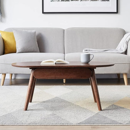 Solid Wood Coffee Table with Drawers - 100% North American FAS Grade Oak, Traditional Mortise and Tenon Craftsmanship, Low Table for Living Room & Home Office Eco-Friendly Finish