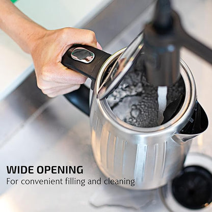 OVENTE Electric Kettle, 1.7L Stainless Steel Fast Boiling Water Heater with 1750W Power, BPA Free & Cordless Body, Auto Shut-Off, Boil-Dry Protection, Indicator Light & Removable Filter, Silver KS711S