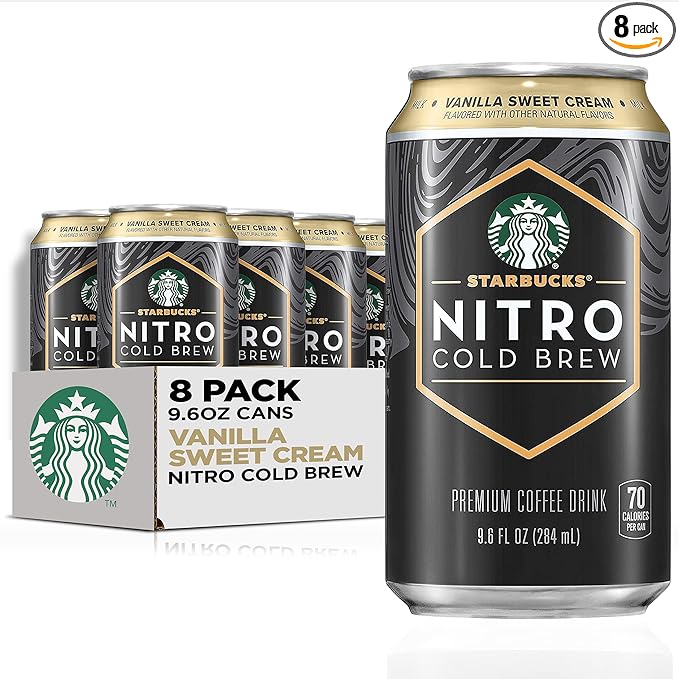 Starbucks Nitro Cold Brew, Vanilla Sweet Cream 9.6 fl oz Can (8 Pack) (Packaging May Vary)