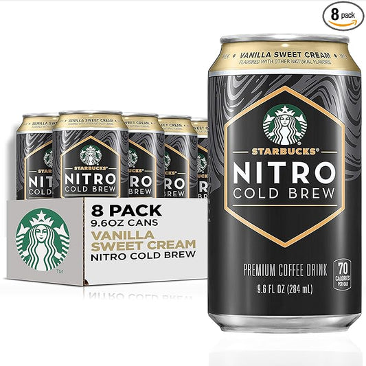 Starbucks Nitro Cold Brew, Vanilla Sweet Cream 9.6 fl oz Can (8 Pack) (Packaging May Vary)