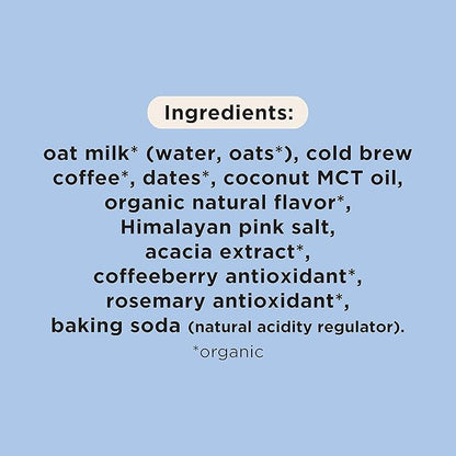 Pop & Bottle, Oat Milk Lattes - Cold Brew, Maca, Antioxidants, Ashwagandha, MCT Oil, Collagen, Organic, Diary Free, Gluten Free, Lightly Sweetened with Dates - Variety, 8 Fl Oz (6 Pack)