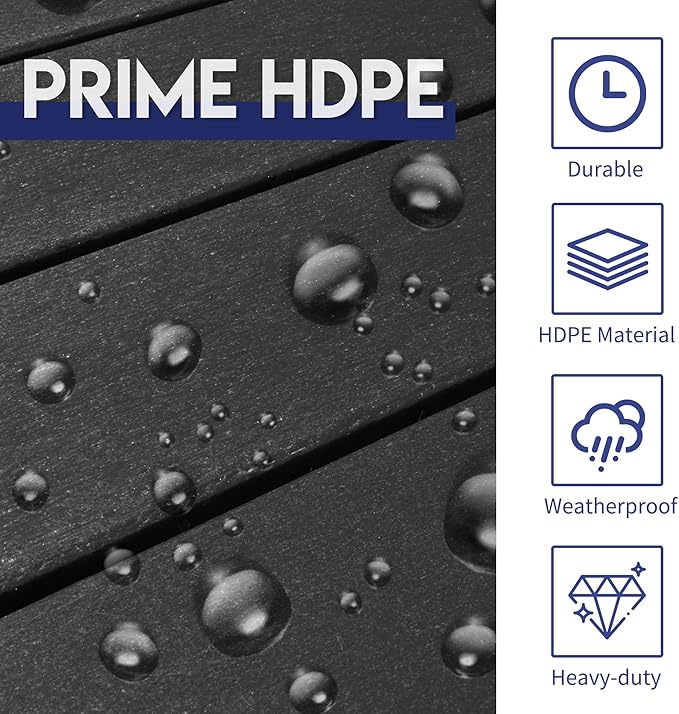 LZRS Outdoor Side Table - 2-Tier Adirondack HDPE Patio End Table for Pool, Porch,Balcony & Backyard,Weather Resistance for Indoor and Outdoor use(Black)