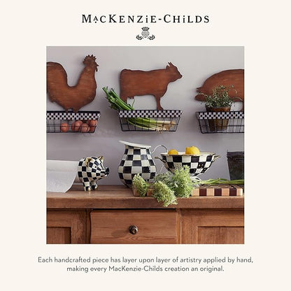 MACKENZIE-CHILDS Enamel Pitcher with Spout for Water, Cut Flowers, and Home Decor, 3 Quarts, Black-and-White Courtly Check