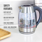 Load image into Gallery viewer, OVENTE Electric Kettle with Digital Temperature Control and Removable Tea Infuser, 1500W Water Heater, 1.7L Double-Wall Insulated Glass, Easy to Fill Lid, Keep Warm Function, and Auto Shut-Off, KD68S