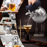 Load image into Gallery viewer, Stainless Steel Whistling stovetop Kettle,Whistling Tea Kettle,Vintage-StyleTeapot for Stove,Durable and Rust-Resistant,With a Pot Holder Included,2.64 Quart(Brushed Style)