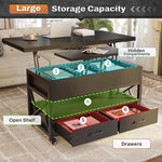 Load image into Gallery viewer, Itaar 40" Lift Top Coffee Table, 4 in 1 Coffee Tables with Storage for Living Room, Small Farmhouse Coffee Table with 2 Drawers &amp; LED Light for Dining Reception Room, Black