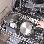 Load image into Gallery viewer, Karaca Stella Stainless Steel Turkish Teapot Set XL, 1L Tea Pot &amp; 2L Water Tank (Kettle), Stove Top/Induction Compatible, Elegant Silver Color, Easy to Clean, Heat-Resistant Handles