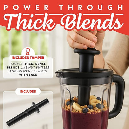 Gourmia Countertop Commercial Blender – 2L BPA-Free Pitcher, 4 Presets, 1500W High-Speed Motor, 45,000 RPM, Variable Speed Dial, Built-In Tamper, Dishwasher-Safe Parts, Black