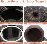 Load image into Gallery viewer, 60.9oz Large Cast Iron Teapot for Stovetop Safe, 6 Cup Tea Kettle, Japanese Style Cast Iron Teapot with Stainless Steel Infuser for Loose Tea, Suitable for All Heat Sources(1.7QT/1.8L)