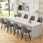 Load image into Gallery viewer, Swivel Bar Stools with Backs, 24" Counter Height Bar Stools Set of 8, Fabric Upholstered Counter Barstools with Solid Wood Legs for Kitchen Island, Home Bar, Dark Gray