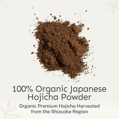 Yu Tea Organic Hojicha Green Tea Powder, 75 Servings | Rich in Antioxidants & EGCG | Pure Japanese Roasted Green Tea | Low Caffeine & Unsweetened Matcha Alternative | Resealable Pouch, 2.65 oz
