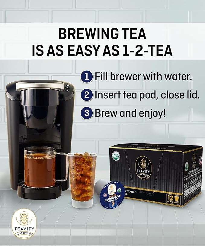 Organic Rooibos Tea Pods for Keurig with Lemon, Mint, Licorice - Unsweetened Decaf Tea for K Cup Brewing - Cold Be Gone by Teavity (24 Tea Pods)