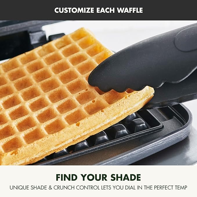 GreenPan Elite 2-Square Belgian & Classic Waffle Iron, Healthy Ceramic Nonstick Dishwasher Safe Plates, Adjustable Shade/Crunch Controls, Wont Overflow, Easy Cleanup Breakfast, Stainless Steel
