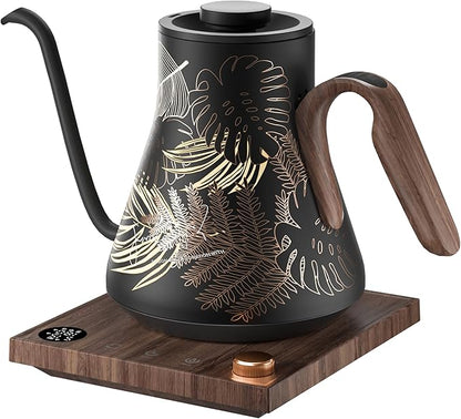 Electric Kettle, Gooseneck Electric Kettle, ±1℉ Precise Temperature Control, Stainless Steel Interior, Quick Heating for Pour Over Coffee, Tea & Boiling Water, 0.9L (Rainforest)