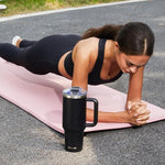 Load image into Gallery viewer, 40 oz Tumbler with Handle and Straw Lid,Insulated Reusable Stainless Steel Water Bottle Travel Mug，Cupholder Friendly Double Wall Vacuum Sealed Cup (Black)
