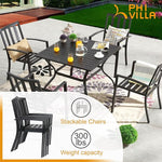 Load image into Gallery viewer, PHI VILLA 6 Pieces Patio Metal Dining Chairs, Outdoor Wroght Iron Seating Dining Chairs, Stackable Bistro Chair for Garden, Backyard, Lawn, Supports 300 lbs