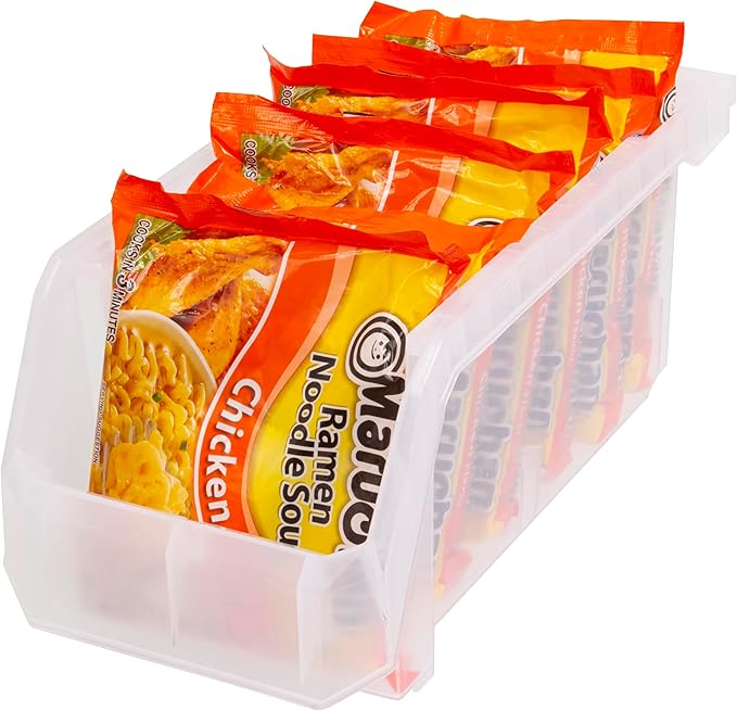 Plastic Containers for Organizing and Storage Bins for Closet, Kitchen, Office, Garage or Pantry Organization, Stackable Bins, Medium (11" x 5" x 5.5"), 8-Pack, Clear