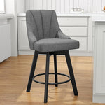 Load image into Gallery viewer, Swivel Bar Stools, 24" Counter Height Barstools, Fabric Upholstered Counter Bar Stools with Solid Wood Legs for Kitchen Island, Home Bar, Dark Gray