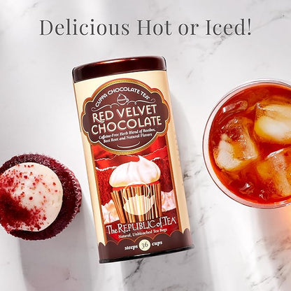 The Republic of Tea – Red Velvet Cuppa Chocolate Tea Bags, Caffeine Free, 36 Servings