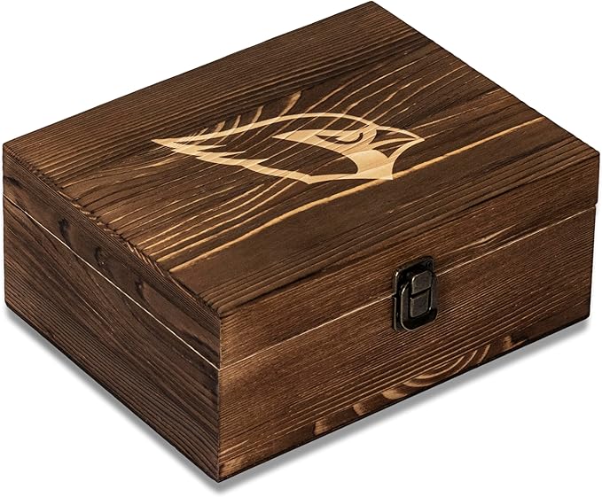 The Memory Company Officially Licensed NFL Wood Boxed Drinkware Set - 2 Premium Rocks Glasses with Laser-Etched Team Logo & Reusable Cooling Cubes, Whiskey & Cocktail Gift Set for Football Fans