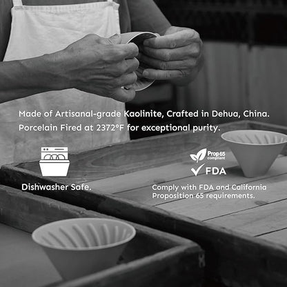 Palatti Universal Pour Over Coffee Drippers (Set of 3), Porcelain Ceramic Pour Over Coffee Maker Set, Adapt to All Paper Filters, Interchangeable Design Brings 11 Brewing Profiles, 1-4 cups