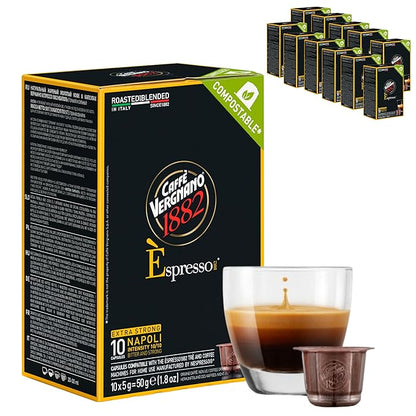 Caffè Vergnano Napoli Espresso Capsules – Original Line Compatible Pods – Medium Roast Arabica Robusta Blend, Intensity 10/10 – Italian Single-Serve Coffee With Dark Chocolate Spiced Notes – 120 Count